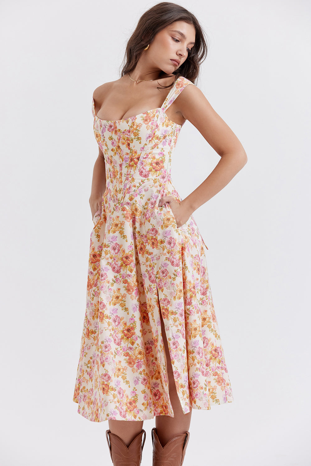 Geblümtes Midi-Sommerkleid