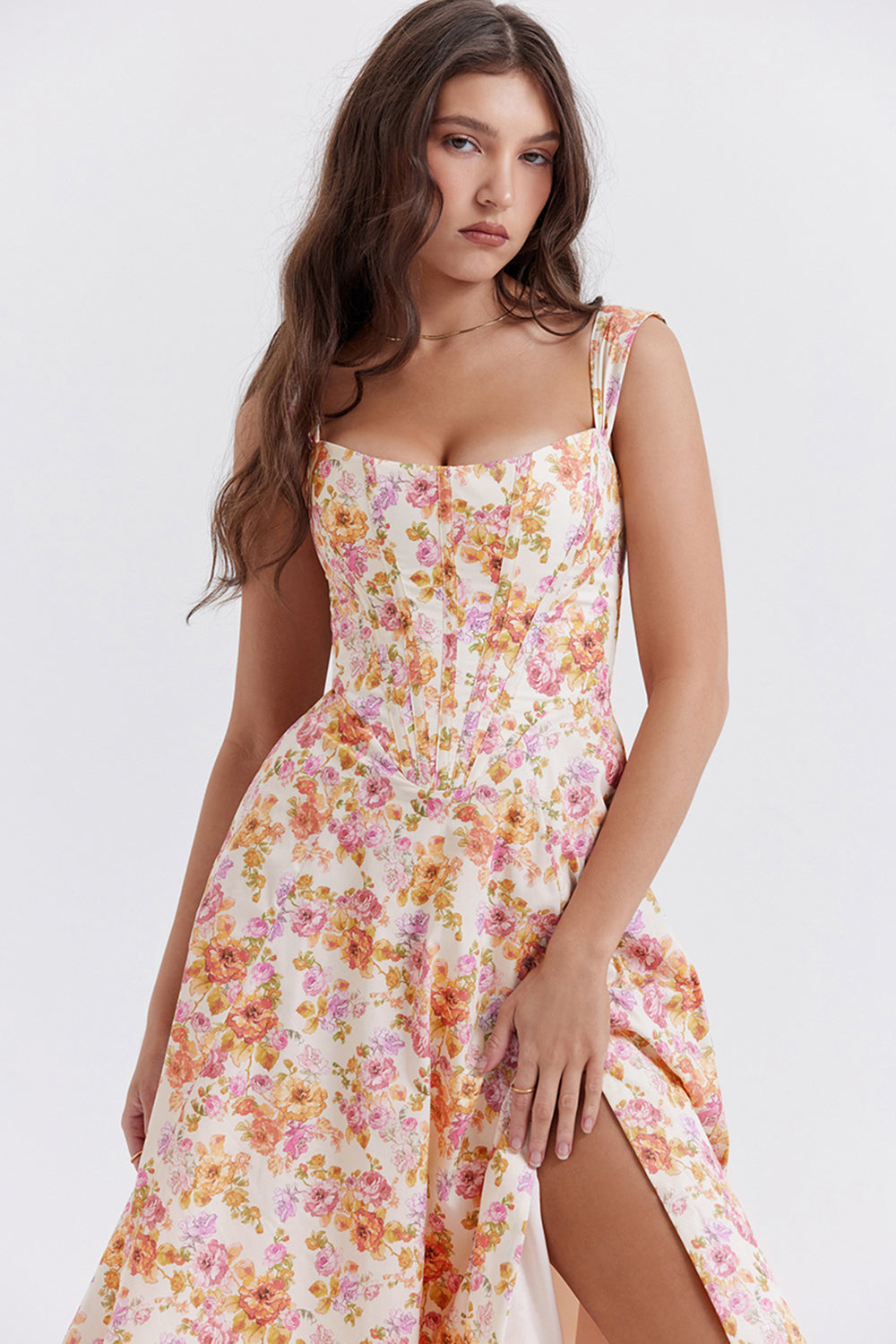 Geblümtes Midi-Sommerkleid