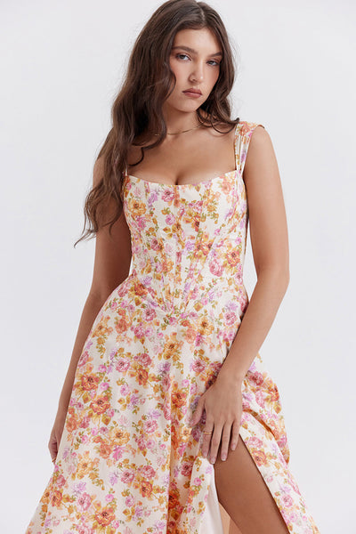 Geblümtes Midi-Sommerkleid