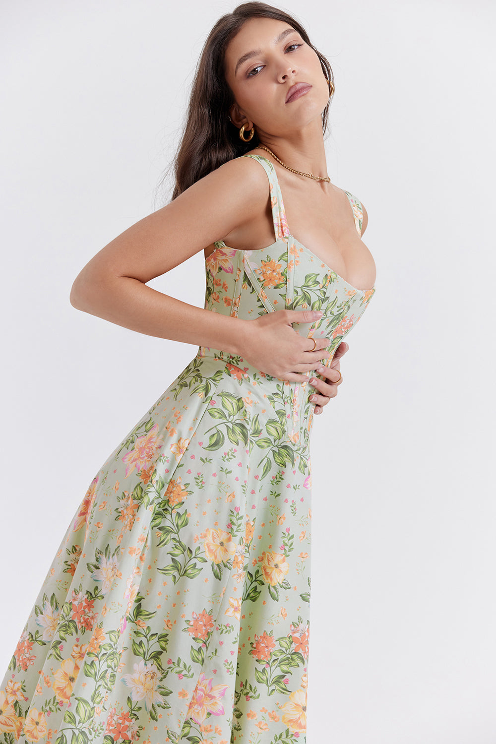 Geblümtes Midi-Sommerkleid