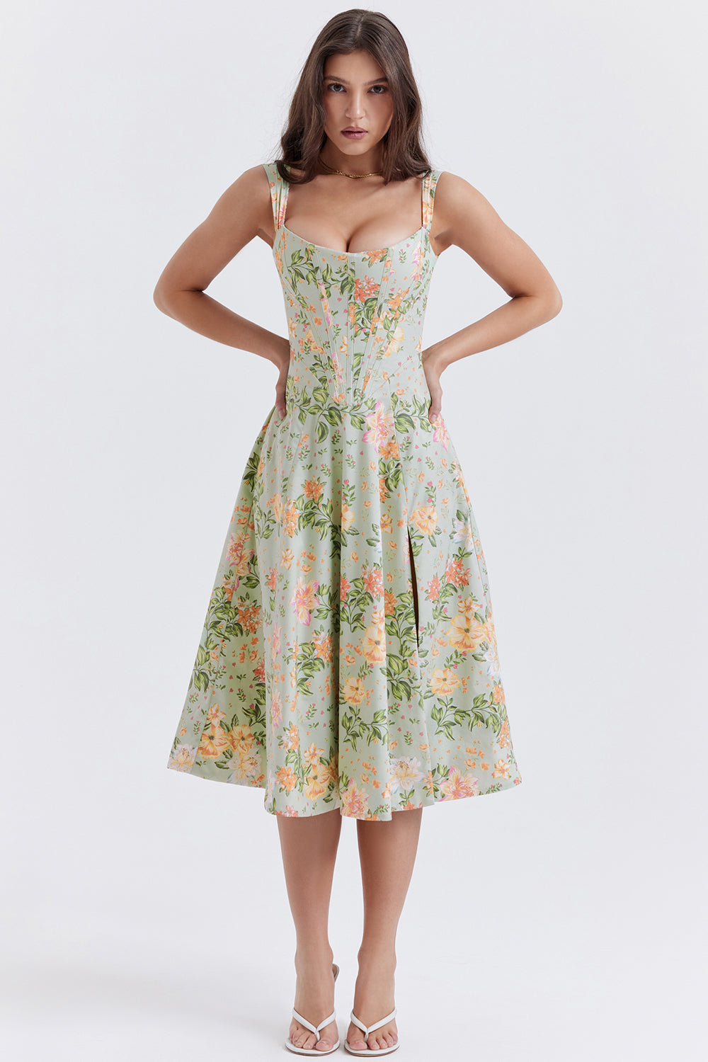 Geblümtes Midi-Sommerkleid