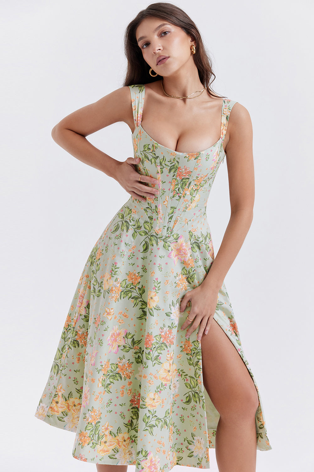 Geblümtes Midi-Sommerkleid
