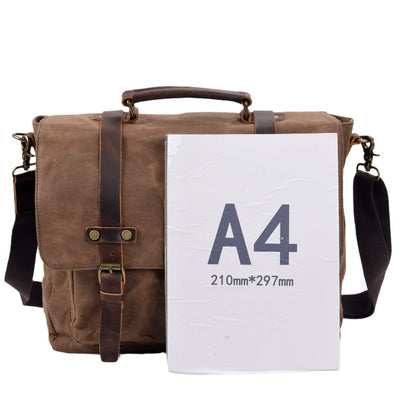 Bruges Messenger Bag – Robuste Canvas & Crazy Horse Leder Schultertasche mit Laptopfach