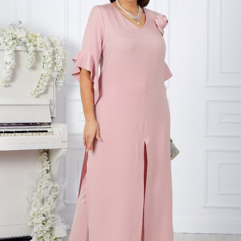 Damen-Set aus Kleid mit V-Ausschnitt und Hose mit elastischer Taille