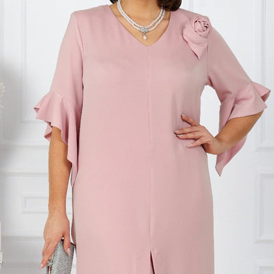 Damen-Set aus Kleid mit V-Ausschnitt und Hose mit elastischer Taille