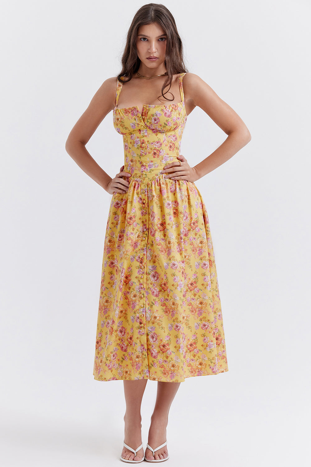 Geblümtes Midi-Sommerkleid