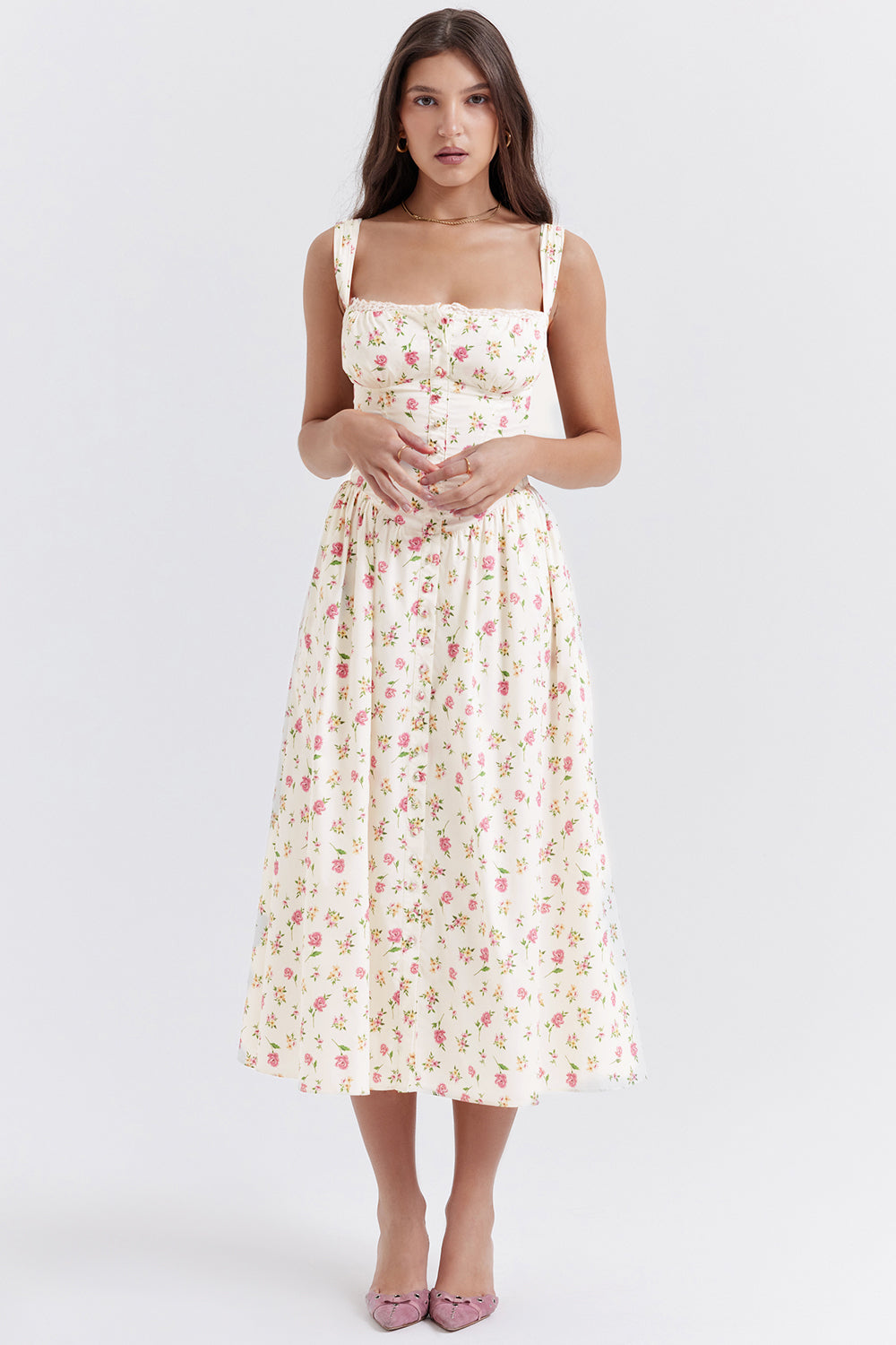 Geblümtes Midi-Sommerkleid