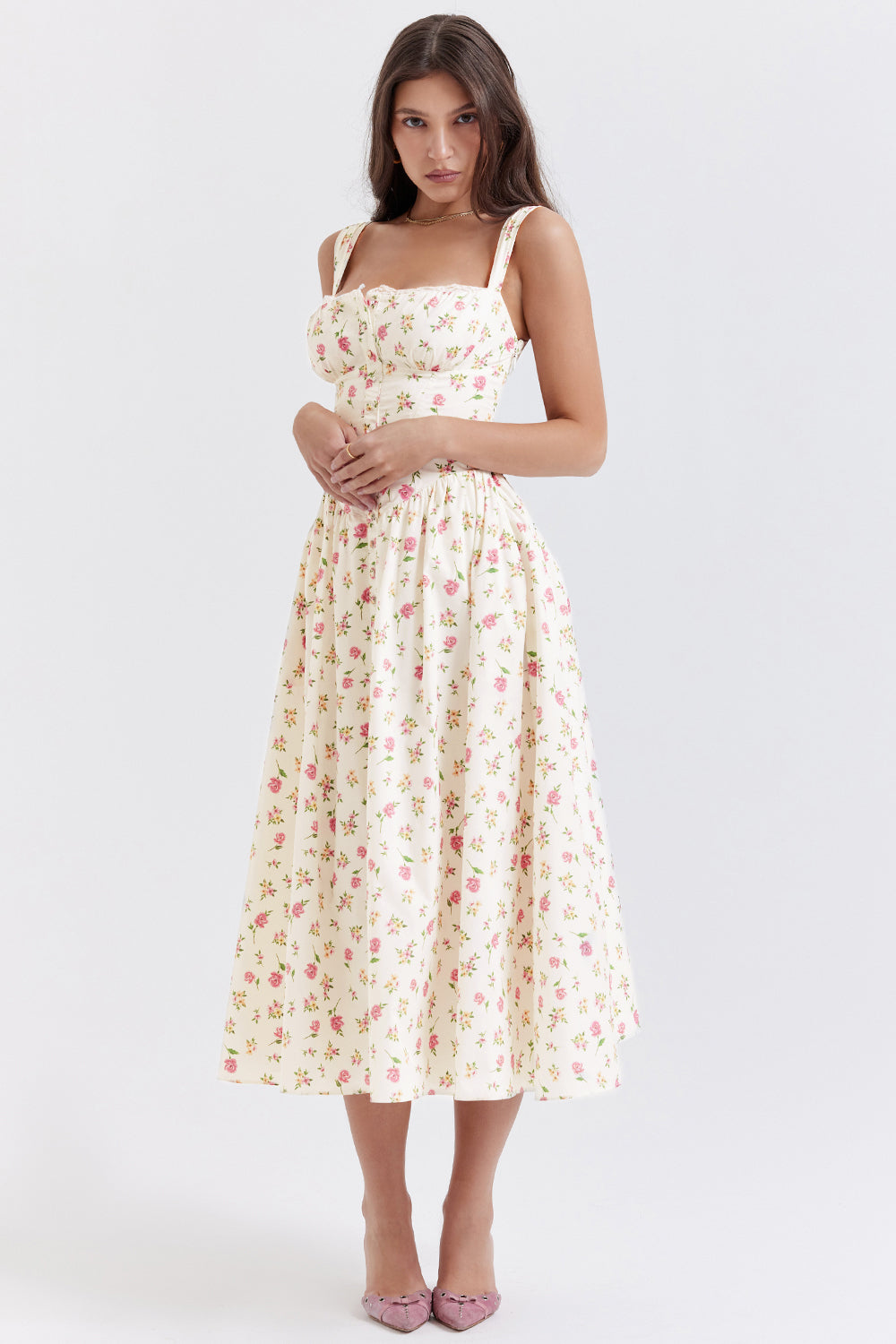 Geblümtes Midi-Sommerkleid