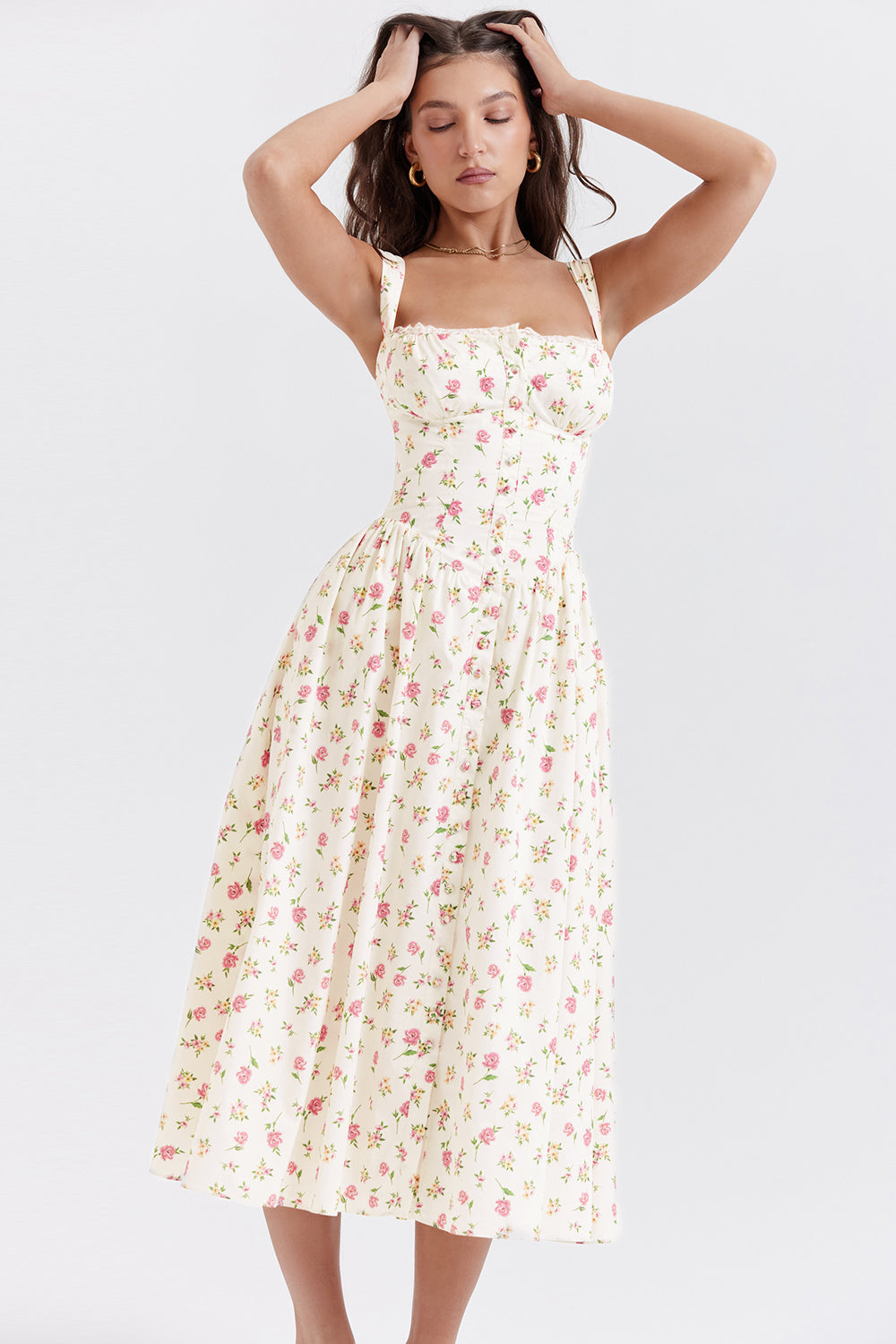 Geblümtes Midi-Sommerkleid