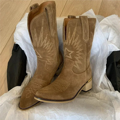 Margaret - Westernstiefel aus besticktem Leder
