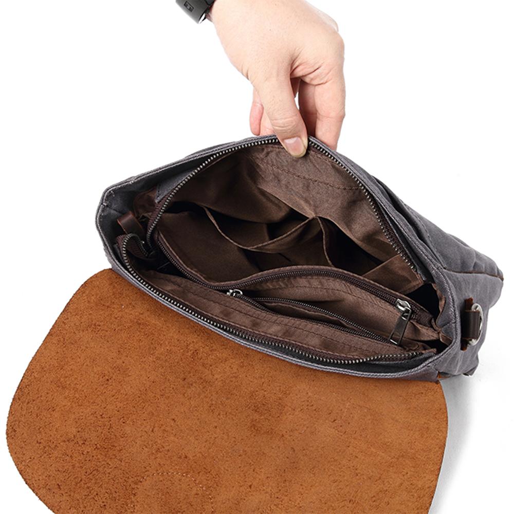 Bregenz™ - Handgefertigte Vintage Crossbody Tasche aus Wachsgeschichtetem Baumwoll-Canvas & Leder