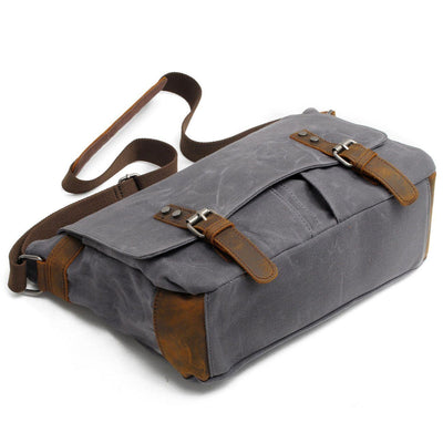 Conway™ Retro Umhängetasche Aus Gewachstem Baumwoll-Canvas – Vintage Messenger Bag Mit Laptopfach