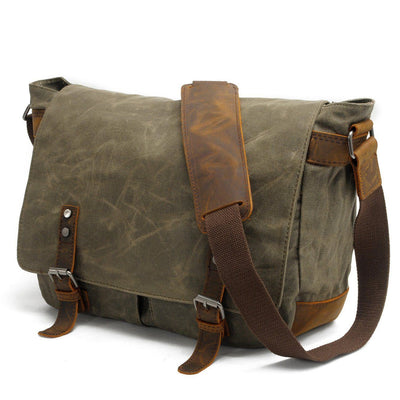 Conway™ Retro Umhängetasche Aus Gewachstem Baumwoll-Canvas – Vintage Messenger Bag Mit Laptopfach