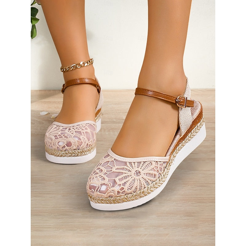 Annette – Romantische Keilsandalen mit floraler Eleganz