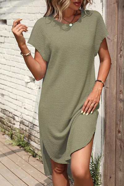 Remy – T-Shirt-Kleid mit Waffelstruktur für entspannte Looks in Armeegrün