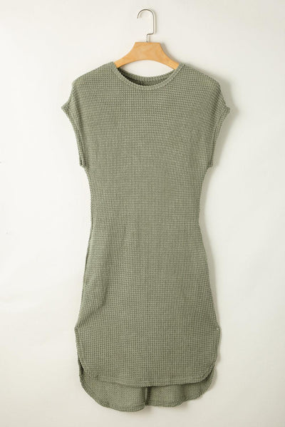 Remy – T-Shirt-Kleid mit Waffelstruktur für entspannte Looks in Armeegrün