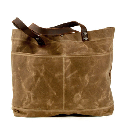Bovec™ - Gewachste Canvas Schultertasche Mit Ledergriffen, Vintage-Design, 27L, Unisex