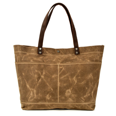 Bovec™ - Gewachste Canvas Schultertasche Mit Ledergriffen, Vintage-Design, 27L, Unisex