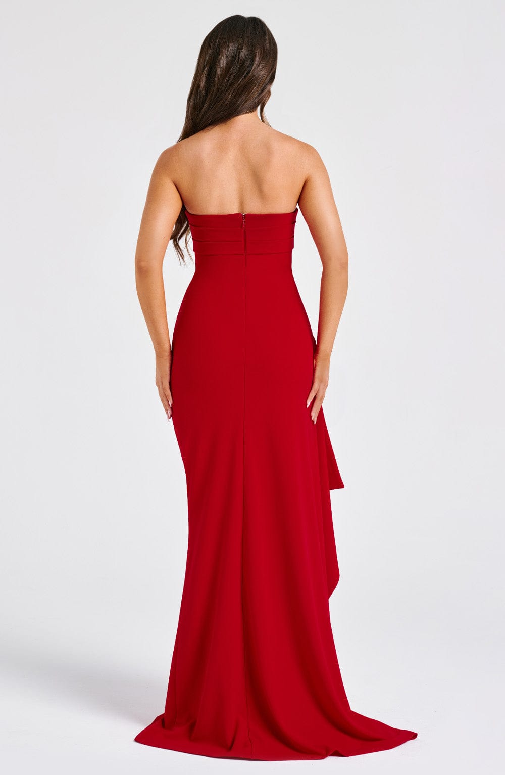 Alina Strapless Maxi Kleid – Elegantes, Figurbetontes Design mit Hohem Schlitz für Frühling